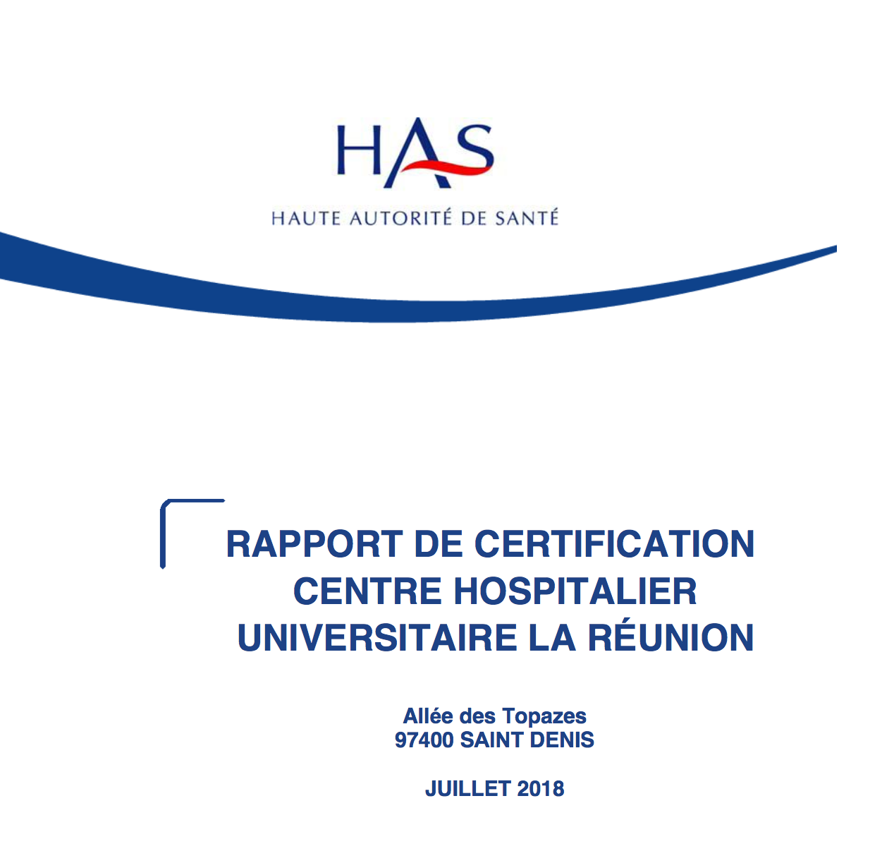 Rapport de certification CHU La Réunion